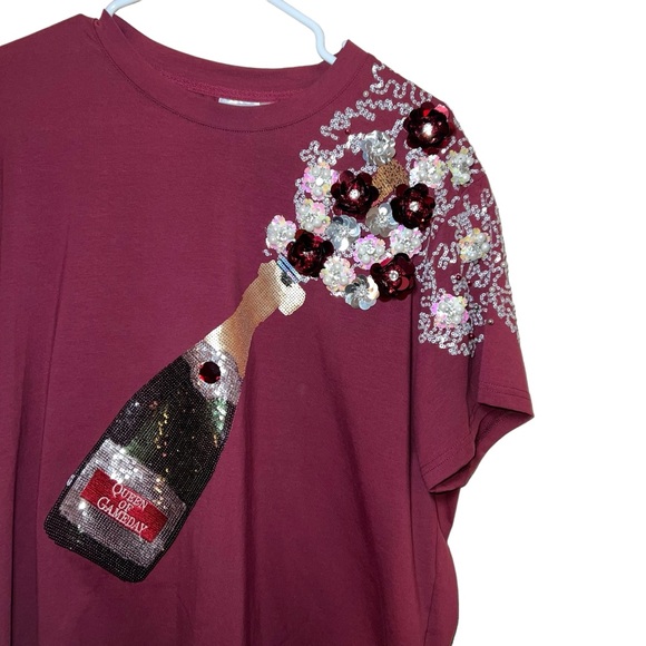 Queen of Sparkles Garnet Crimson queen of Gameday T-shirt Large New - Picture 4 of 9